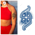 BXTAT Semi-Permanent Blue Genipa Juice Tattoos Low Back Totem Shark Mermaid Design Temporary Body Art Paper Lasting 2 Weeks