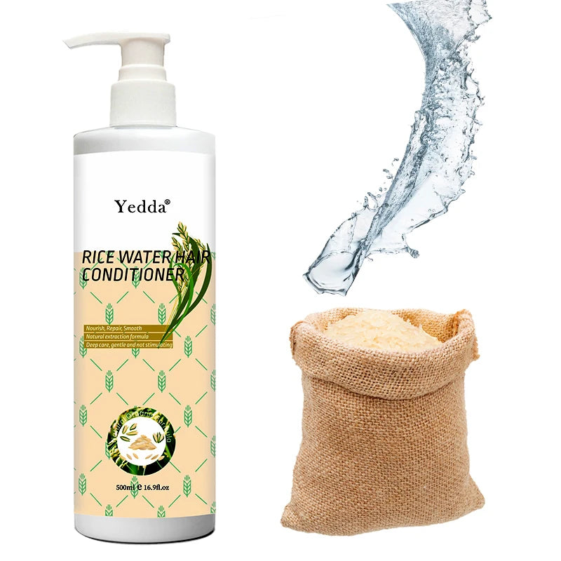 Private Label Premium Rice Water Repair Smoothing Liquid Conditioner 500ml Herbal Moisturizing Lustrous Hair Care All Hair Types
