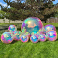 PVC Iridescent Bubble Ball Reflective Rainbow Air-Sealed Inflatable Mirror Sphere Balloons Hanging Big Shiny Inflatable Balls