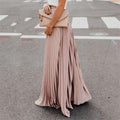 Bohemian Women Summer Long Skirts Solid Elegant Loose Sundress Femme Elastic Waist Oversized Casual Dresses