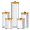 Airtight Bamboo Lid Metal Ring High Borosilicate Glass Eco-Friendly Storage Jars Decorative Coffee Bar Home Kitchen Cover 501ml