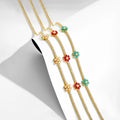 FUAMAY 18k Gold Plated 925 Sterling Silver Tennis Necklace Dainty Women Zircon Turquoise Pearl Flower Tennis Necklace