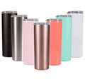 Double Wall Vacuum Insulated 20 OZ Skinny Travel Coffee Mug White Stainless Steel Tumbler Cups with Straw and Lid