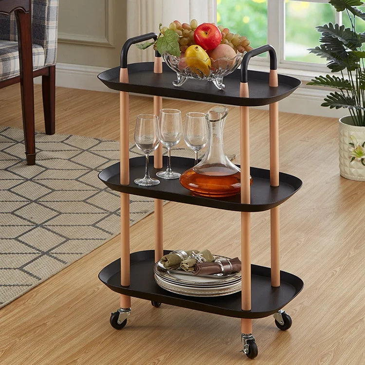 2/3 Tier Kitchen Plastic Ship Type Trolley Storage Rack Living Room with Wheels Food Cart Vertical Movable Tool Organize Holder