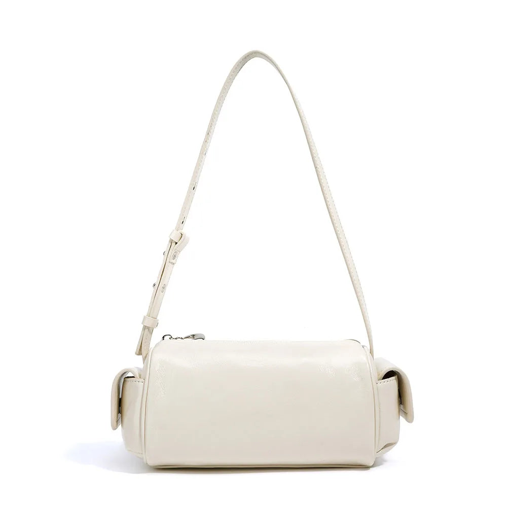 Lambskin Shoulder Bag for Women Luxury Minimalist Crossbody Mini Cylinder Bag Versatile Genuine Leather Tote Handbag 2026