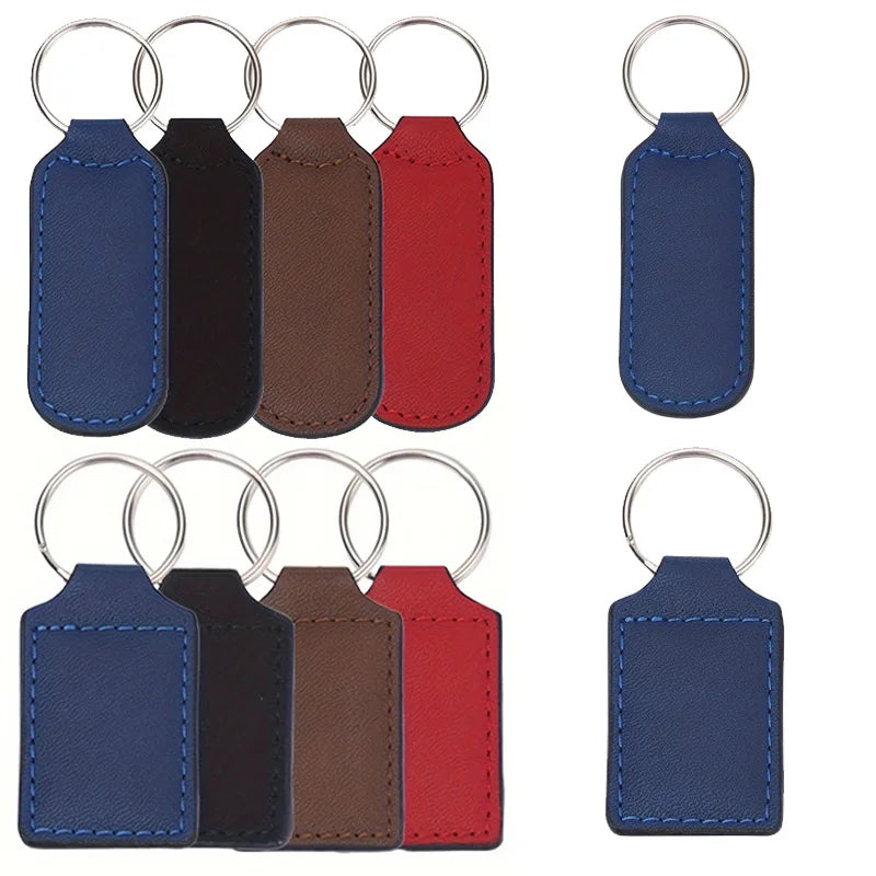 Personalized Leather Key Fob Blanks for Engraving Durable Rectangle Design with Metal Rings for Gifts Key Fob Kits