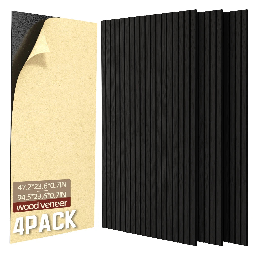 Modern 3D Fluted Wood Slat Acoustic Panels Fireproof Eco-Friendly Sound Absorbing Wall Decor Customizable Sizes for Home Office