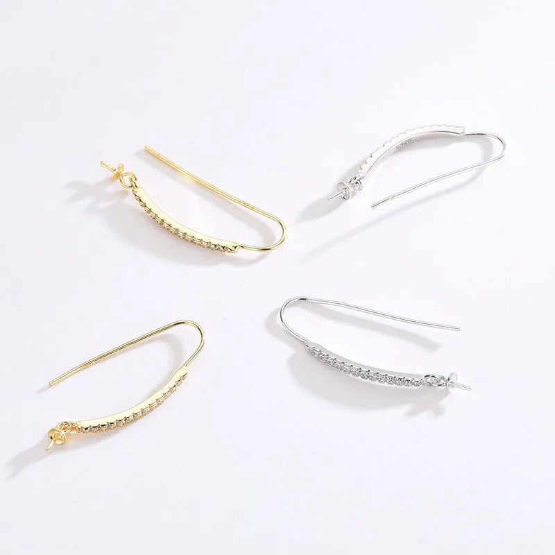 WHOLESALE BULK PRICE 925 Sterling Silver Drop Earring Hook for Baroque Pearl18k Gold Plating DIY Accessories Silver