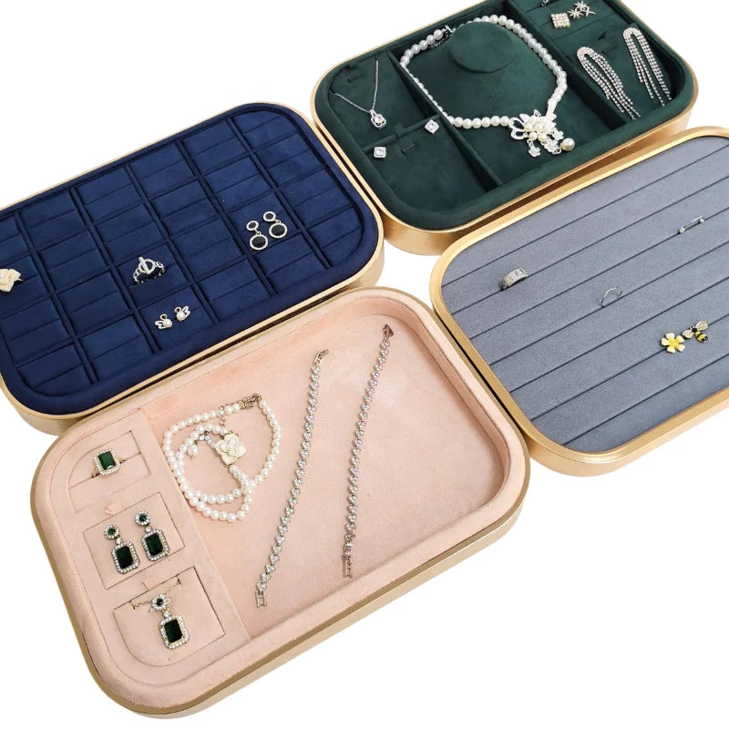 Luxury Multifunctional Metal Beige Jewelry Pallets Ring Earrings Necklace Jewellery Display Tray for Showroom