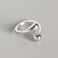 925 Sterling Silver Rings for Women Adjustable Female Glossy Round Bead Simple Fashion Jewelry Minimalism