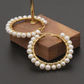 EP1003 Trendy Fresh Water Pearl Ladies Earring Fashion Stainless Steel Women Hoop Earring