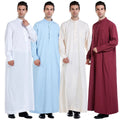 Hot Selling Muslim  Kaftan Abaya Dubai Turkey EID Middle East Oman Robe Men's Polyester Round Neck Arab Robe