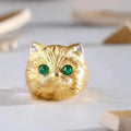 AA016411 Cat Rings Female Simple Emerald Diamonds Inlaid Ring