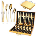 Royal Luxurious 24 Piece Gold Stainless Steel Gold Cutlery Set MegaBDM