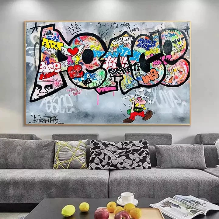 Life Is Good Graffiti Canvas Painting Wall Art Poster and Prints Decorative Wall Art for Living Room Decor