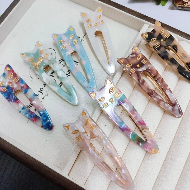 MIO Cute Cartoons Bang Hairpins Wholesale Girly Sweet Duckbill Clips for Female Acetate Hair Clips Cat