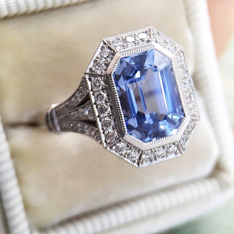 CAOSHI Temperament Elegant Blue Zircon Rings for Lady Wedding Bands Luxury Rings Sparkling Anniversary Gift Statement Jewelry