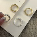 SC New Style Trendy Gold Silver Twisted Earrings Luxury Chunky Hoop Earrings Vintage Pearl Clip-on Earrings for Women