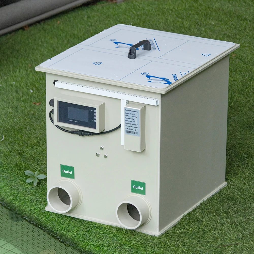 QihangRAS Automatic Backwash Home Use 20m��/h Fish Pond Filter Aquaculture Fish Farm Koi Pond 5300 Gal/h Rotary Drum Filter