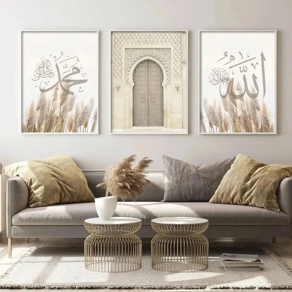 Ramadan Islamic Calligraphy Modern Crystal Porcelain Canvas Painting Muslim Wall Art Poster Printing Living Room Home Decoration