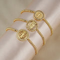 Fashion Simple Round Jewelry Zircon Crystal Copper Madonna Bracelet for Women