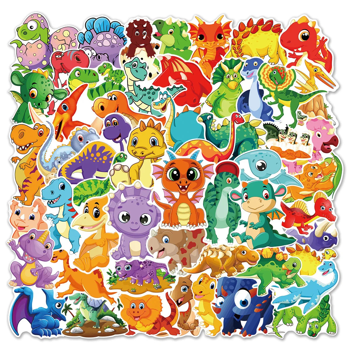 60Pcs Anime Dinosaur Decorative Stickers Label for Suitcase Laptop Bike Guitar Scrapbook Skateboard Waterproof Sticker