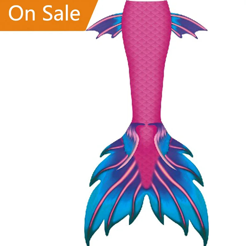 Newly Released Mermaid Tails 2-Piece Bikini Set with Crystal Decoration Print Design Plus Size Real Monofin