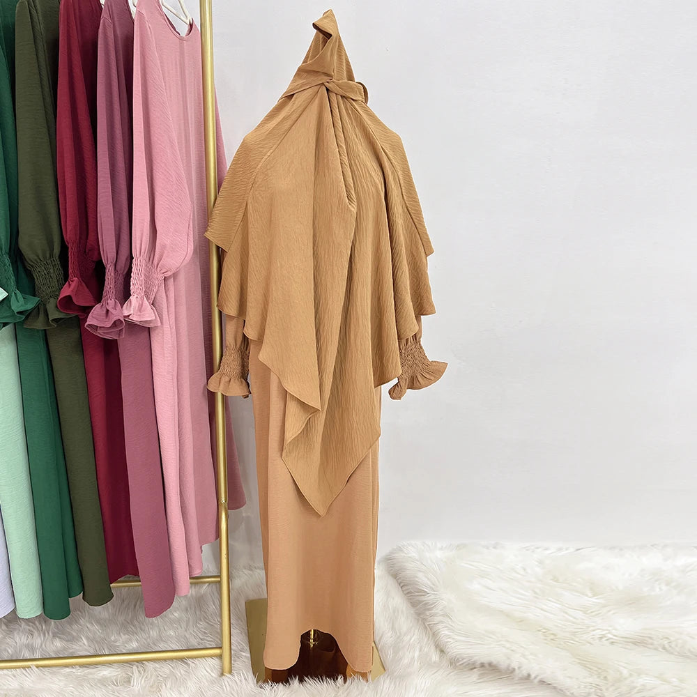 2023 EID Traditional Muslim Prayer Islamic Khimar 2 Layers Prayer Jilbab With Inner for  Muslim Women