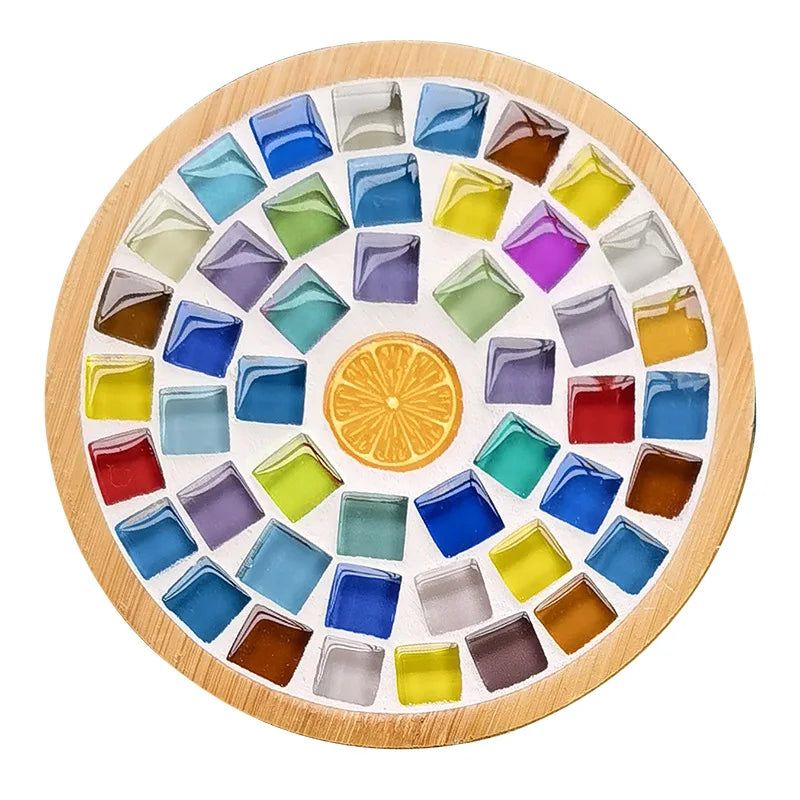 DIY Handmade Material Kit Bamboo Creative Mosaic Cup Mat & Pot Holder Adhesive Mosaic Craft for Students & Kindergarten Toys
