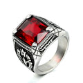 New Punk Retro 316 Stainless Steel Tulip Pattern Multicolor Gem Rings Hip Hop Men's Ring Jewelry
