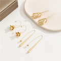 Fashion 14K Gold Plated Brass Palm Flower Hook Earring Drop Earrings