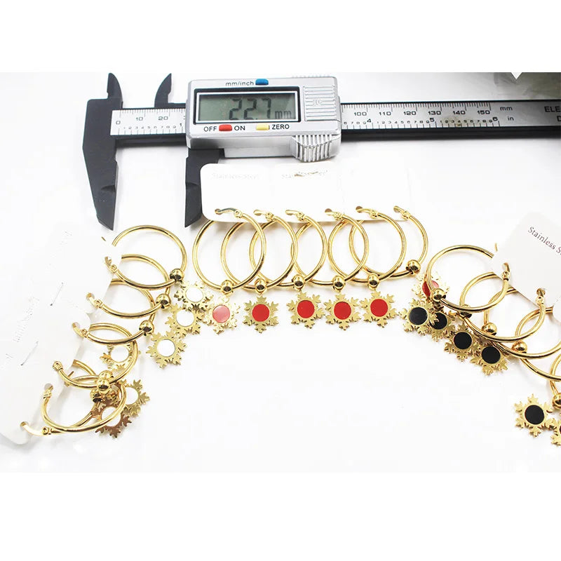 BMZ 2025 High End Oil Plating+stainless Sun Flower Chandelier Earrings Hoop New