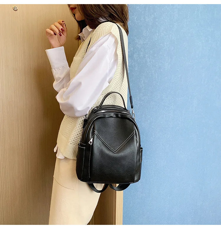 Twinkle Factory PU Leather Women Travel Backpack Waterproof Design Backpacks New Trendy Fashion Bag