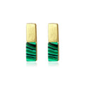 Minimalist Jewelry 925 Sterling Silver Women Simple 18k Gold Plated Rectangle Malachite Stud Earrings