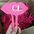Wholesale Mini Lip Shape Pink Mirror 7 Colors Handle Cosmetic Mirrors Private Label Lip Makeup Mirror