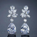 Gorgeous Girls' Wedding Party Fashion New Crystal Pendant Earrings Zircon Light Luxury Water Drop Pattern Brass Personalized