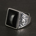 Guaranteed 925 Sterling Silver Turkish Men Rings in Fijne Sieraden Big Black Onyx Square Shape Bague Homme