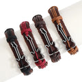 Hollow Antique Bangle Rope Hand Woven Bracelet Men Women Genuine Leather Bracelet Guitar Bracelets Charm Bangle Jewelry 2025