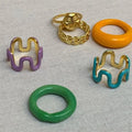 New Painting Oil Brass Plated Gold Ring Simple Geometric Solid Color Personality Hand Jewelry Women Wave Finger Ring