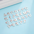 A-Z 26 Red Crystal Diamond Flower Shape Initial Letter Pendant Alphabet Charm Stainless Steel DIY Jewelry Accessories