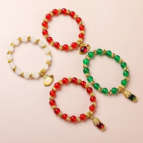 Factory Chinese Style New Year Good Signs Bracelet Crystal False Agate Bracelet Jade Rabbit Pixiu Bracelet Gifts for Women