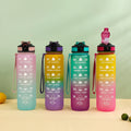 1000ml BPA Free Tritan Gradient Time Marked Outdoor Gym Sports Water Bottle 1L Water Bottle With Straw