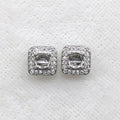 Sterling Silver 4*4mm Semi Mount Stud Earrings Empty Support Blank Claws Setting S925 Base Without Center Stone for DIY Inlay