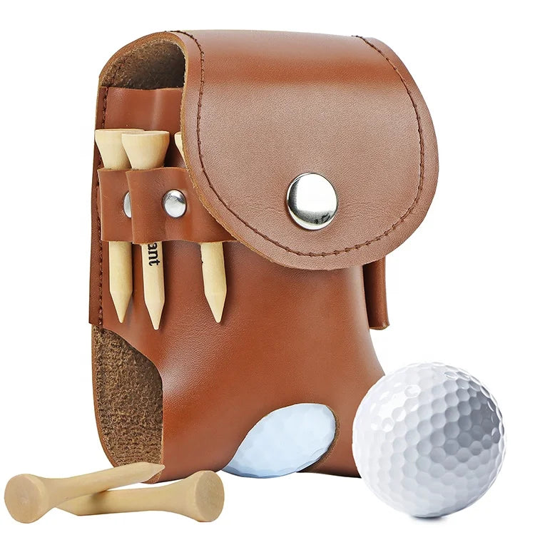 Outdoor Sport Portable Golf Tee Belt Bag Pu Leather Mini Golf Ball Holder