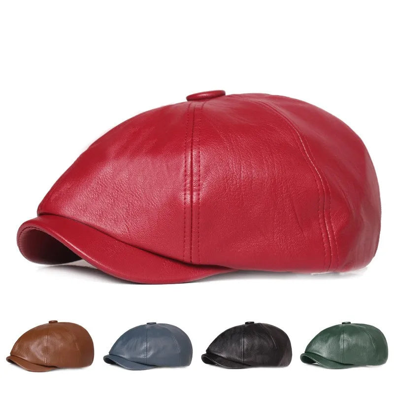 Fashion Chic Women Mens PU Leather Newsboy Hat men Flat Ivy Cap Gatsby Driving Fishing 8 Panel Beret Cabby Hats