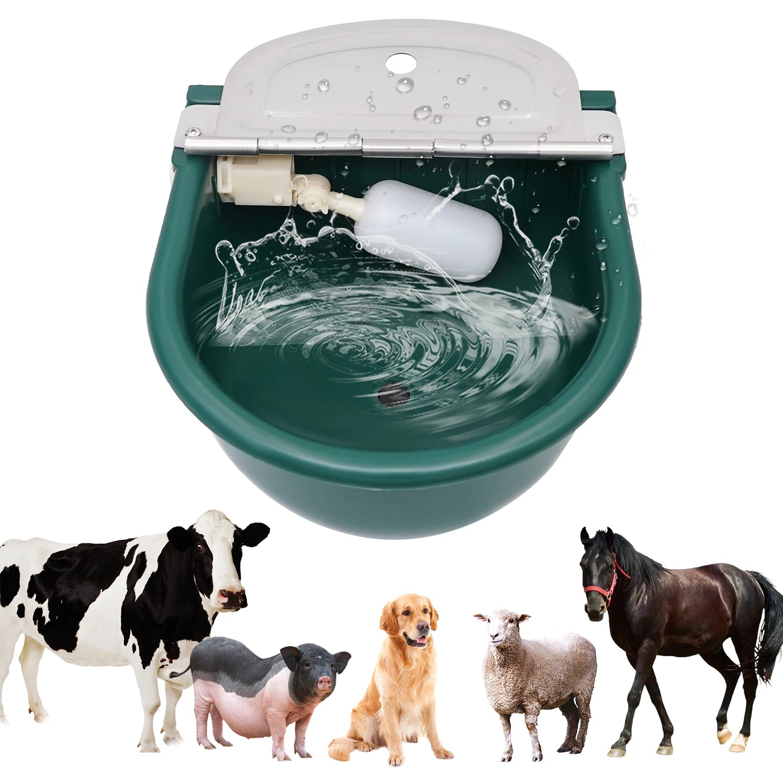 Animal Farm Drink Bowl Cow Drinker Cattle Water Trough Plastic Cattle Sheep Water Bowl with Float Valve