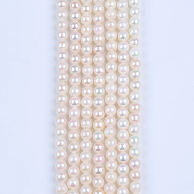 Wholesale Natural White Color Akoya Seawater 5.5-6mm Potato Shape Grade a Pearl Strand