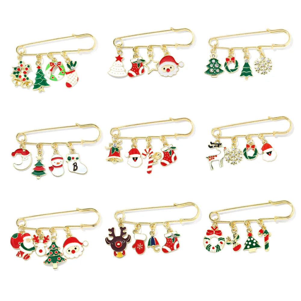 Manufacturer Cartoon Merry Christmas Tree Reindeer Enamel Brooch Hat Clothes Tie Scarf Button Pin Badge Custom Lapel Pins Brooch
