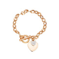 Wholesale Design Rose Gold Plated Stainless Steel Diamond Heart Heart Love Fine Jewelry Bracelets Bangles