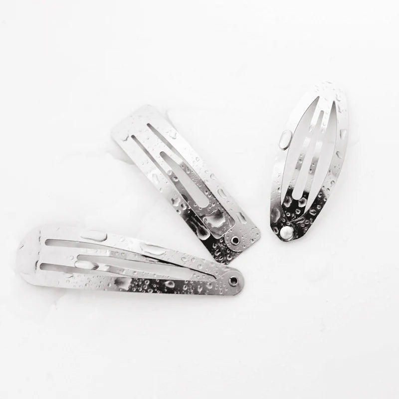 5cm 2inch 301 Stainless Steel Plain Hair Clips Oval Metal Snap Hairpins Rectangle Hair Barrettes for DIY Hair Accessories